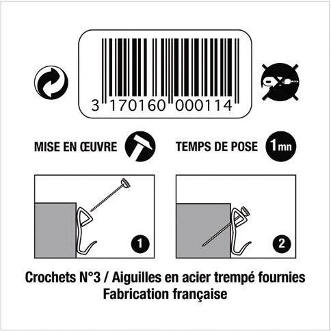 Crochet acier N° 3 - avec aiguilles - lot de 5