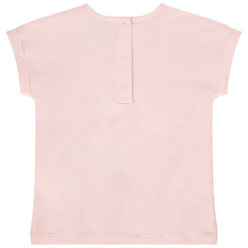 T-shirt manches courtes forme boîte en jersey avec print pour bébé fille - Rose