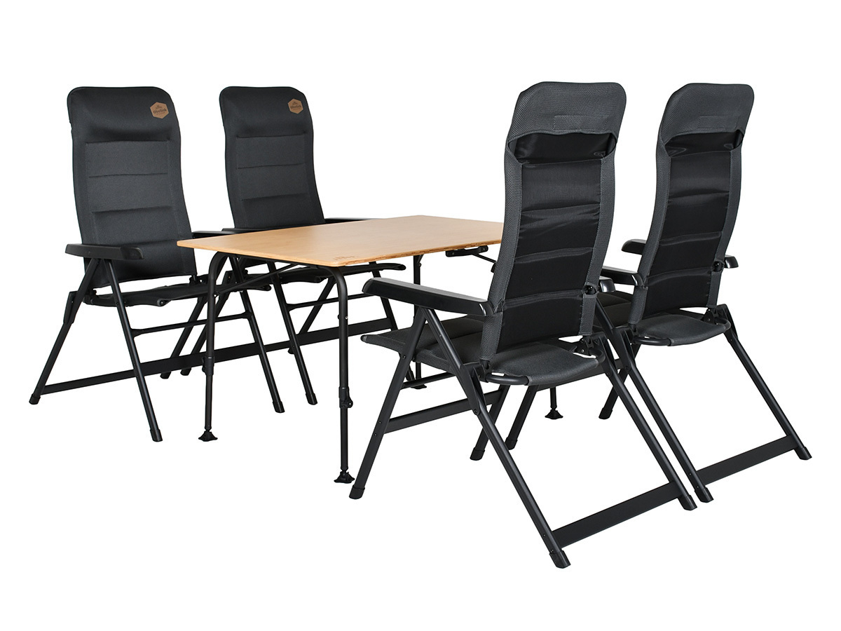 Obelink Bamboo Stabiel 120 en Ambassador Grey tafel met standenstoelen