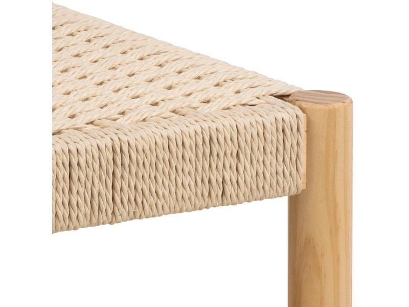 AC Design Hocker Alvin Holz, Weiss Hocker mit Off-White Papiergeflecht