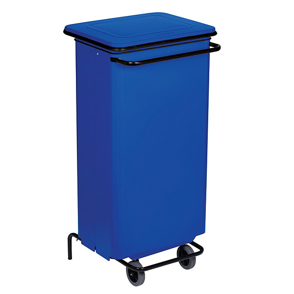 Conteneur mobile bleu à pédale avec prise frontale 110 litres
