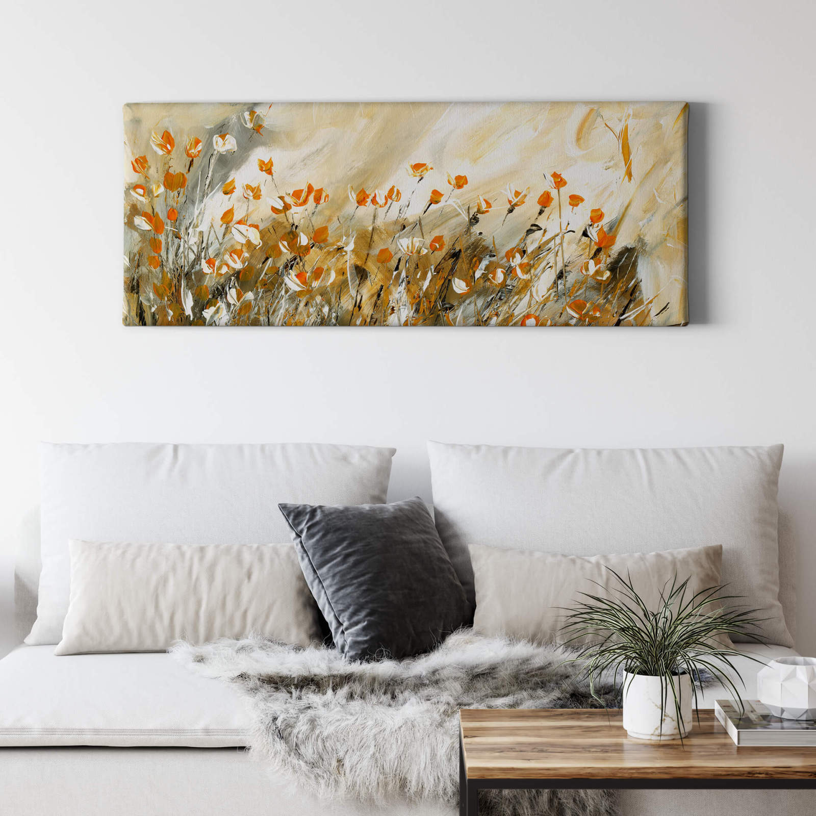 Leinwandbild MORGENSONNE - beige-braun - 100x40 cm