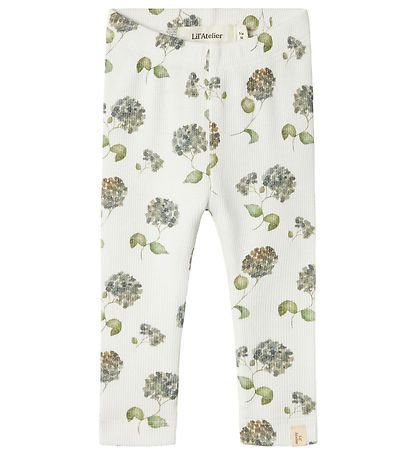 Lil' Atelier Leggings - Rib - NbfGavo - Kokosmilch/Blue Flower