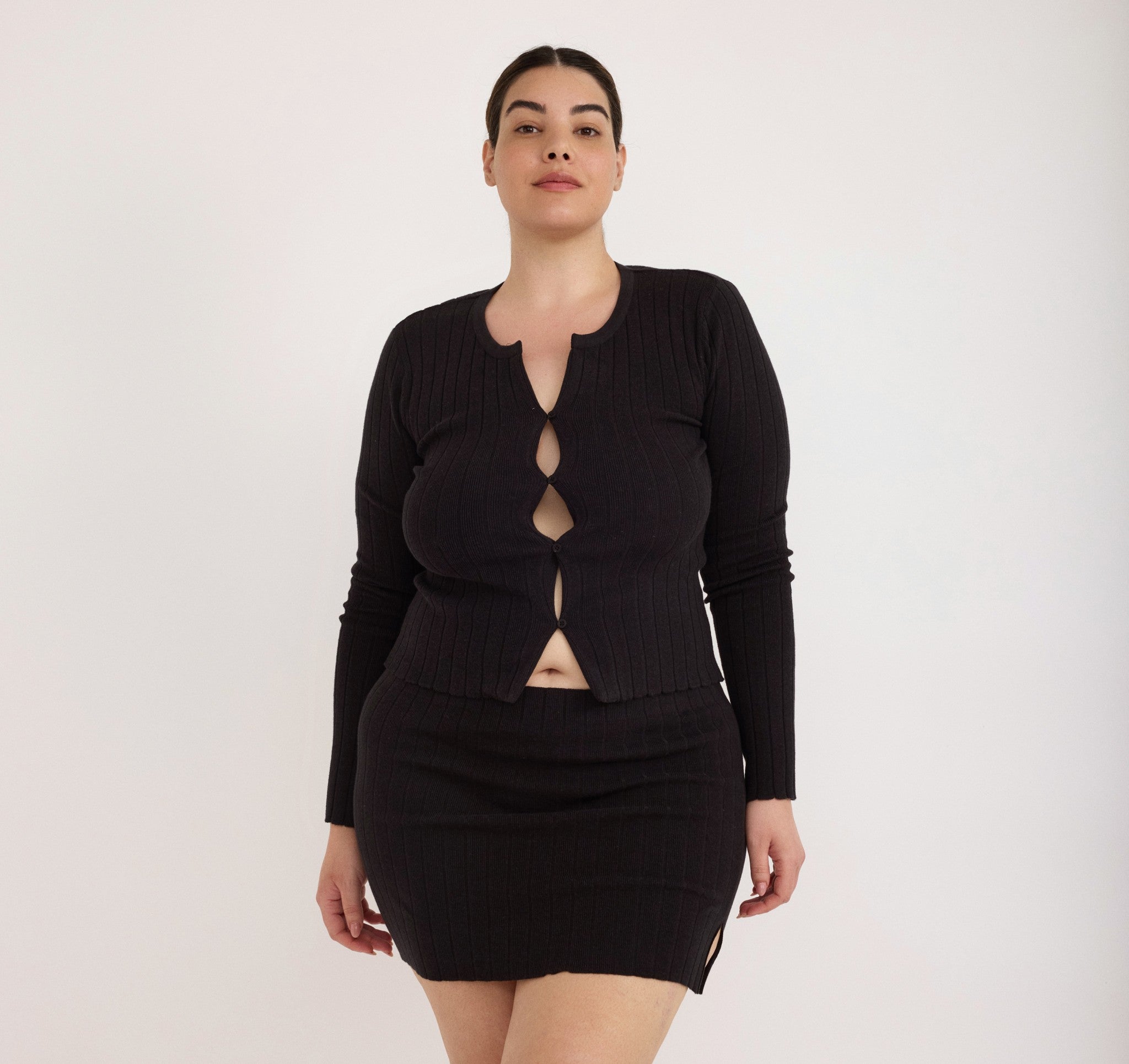 COTTON<br>Soft Knit Rib Mini Skirt