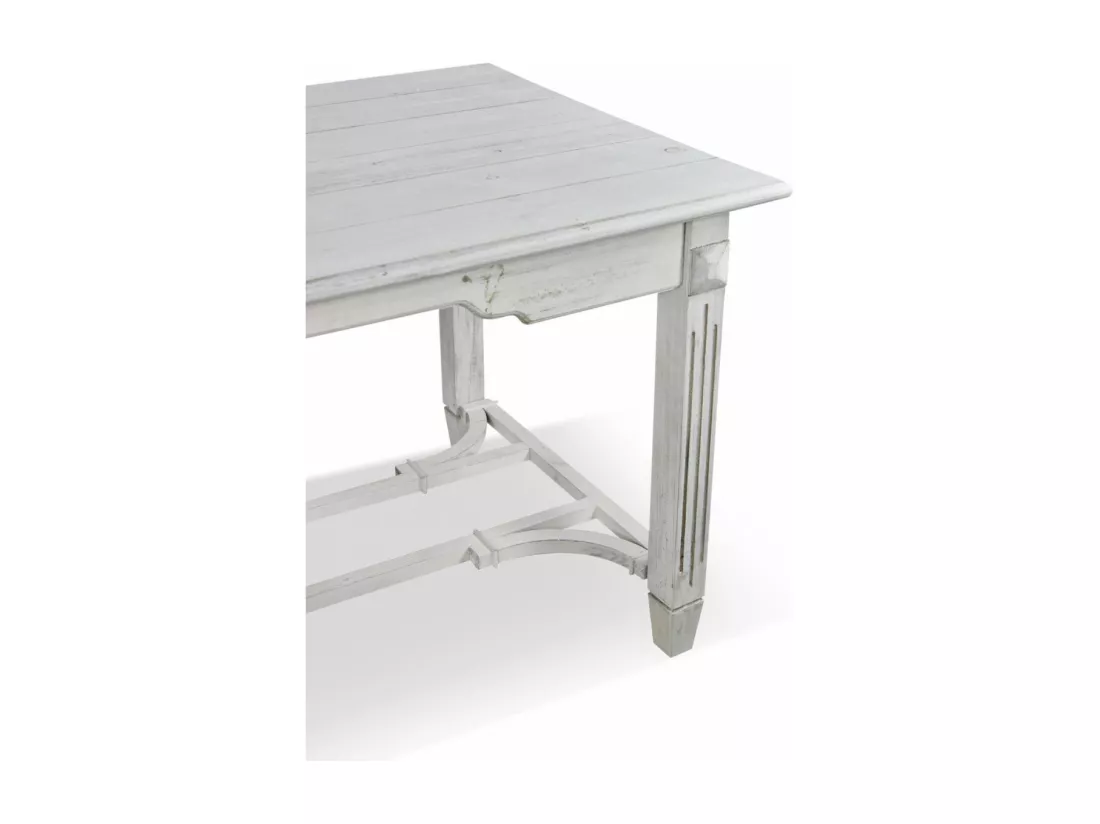 Table à Manger Bois Cerusé Blanc 180x90.5x81.5cm - Décoration d'Autrefois