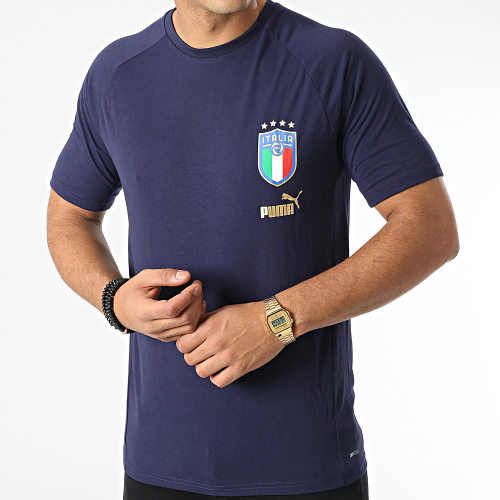 Tee Shirt FIGC Coach Casuals 767119 Bleu Marine Doré
