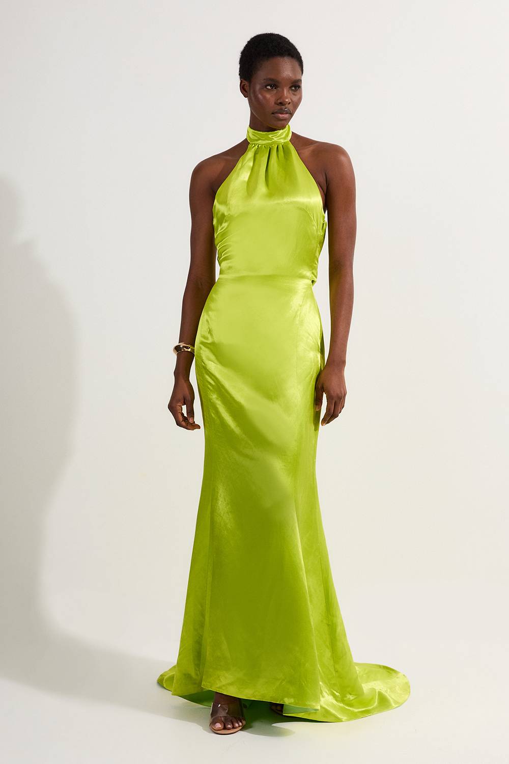 KarenMillen Robe maxi sur mesure en satin premium à encolure halter