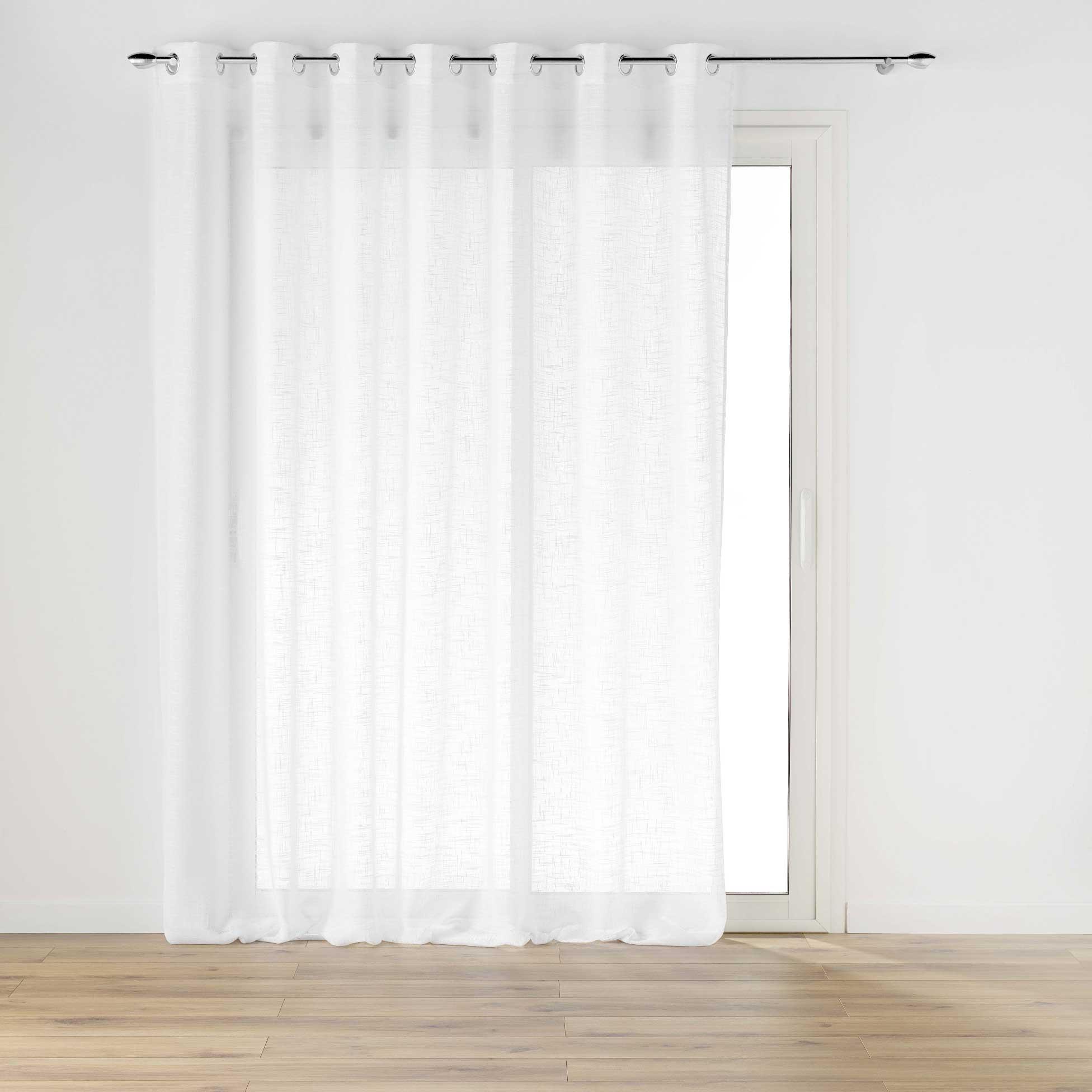 PANNEAU OEILLETS 240X240CM EFFET LIN TISSE HALTONA BLANC