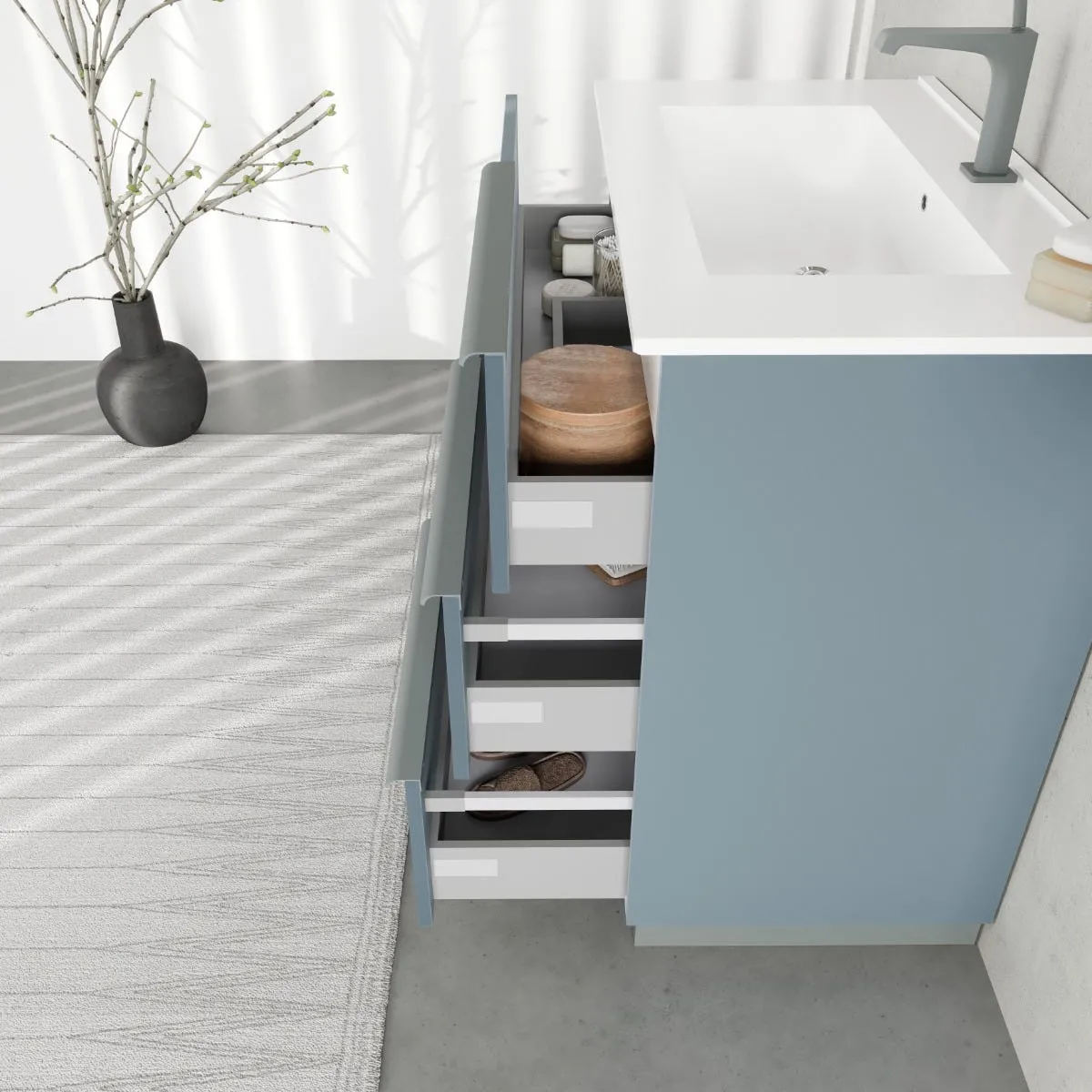 Kiamami Valentina Meuble Salle de Bain 80 cm Bleu Clair
