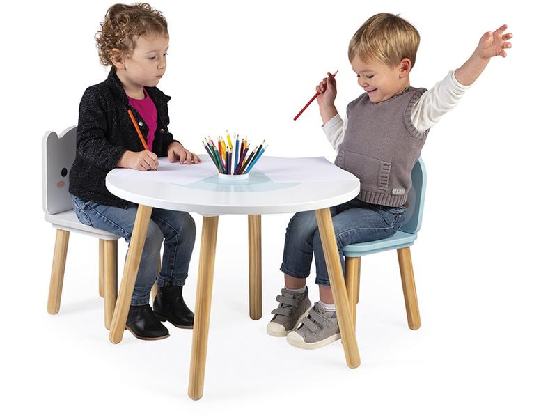 Janod Kindertisch- und Stuhlset Arktis 3-teilig Holzmöbel im Polar-Design