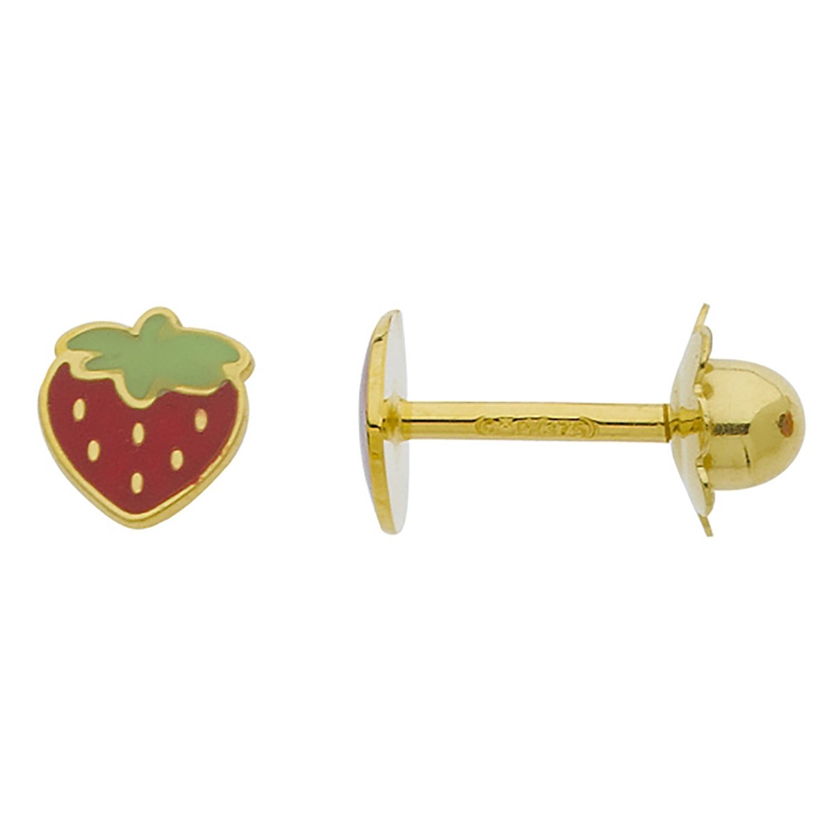 Boucles d'oreilles à vis Brillaxis fraise rougeor 9 carats
