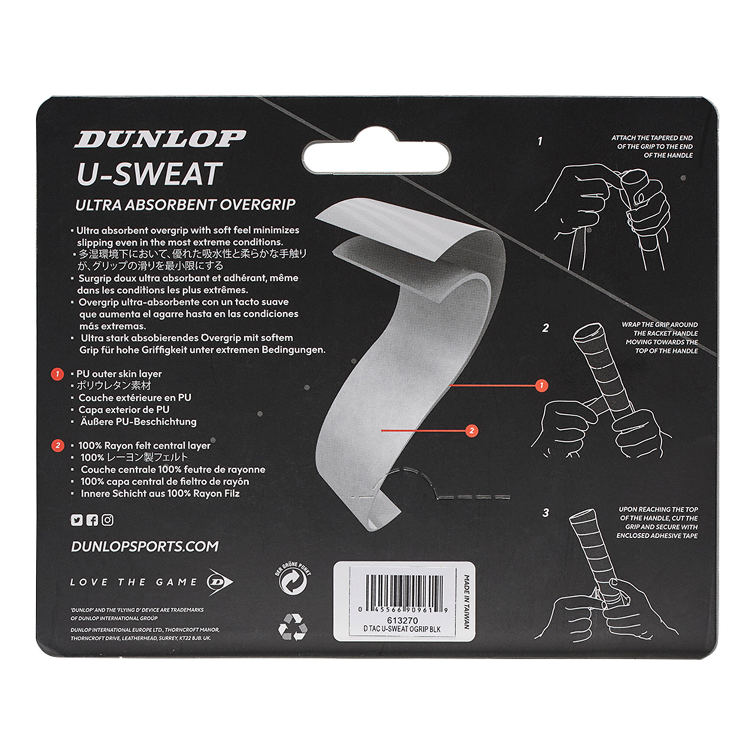 Dunlop U-Sweat Pack De 3 - Noir , Rouge