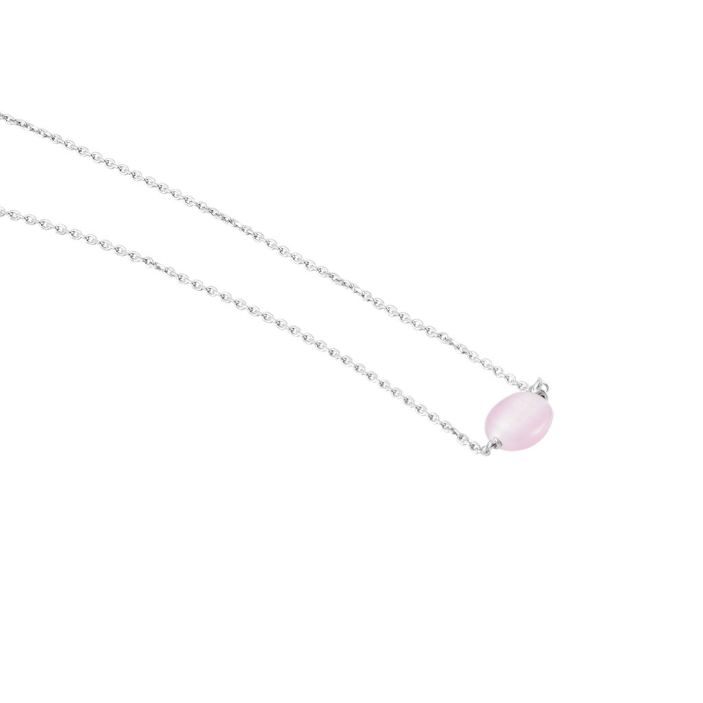 Collier Evren Argent Blanc Quartz Rose