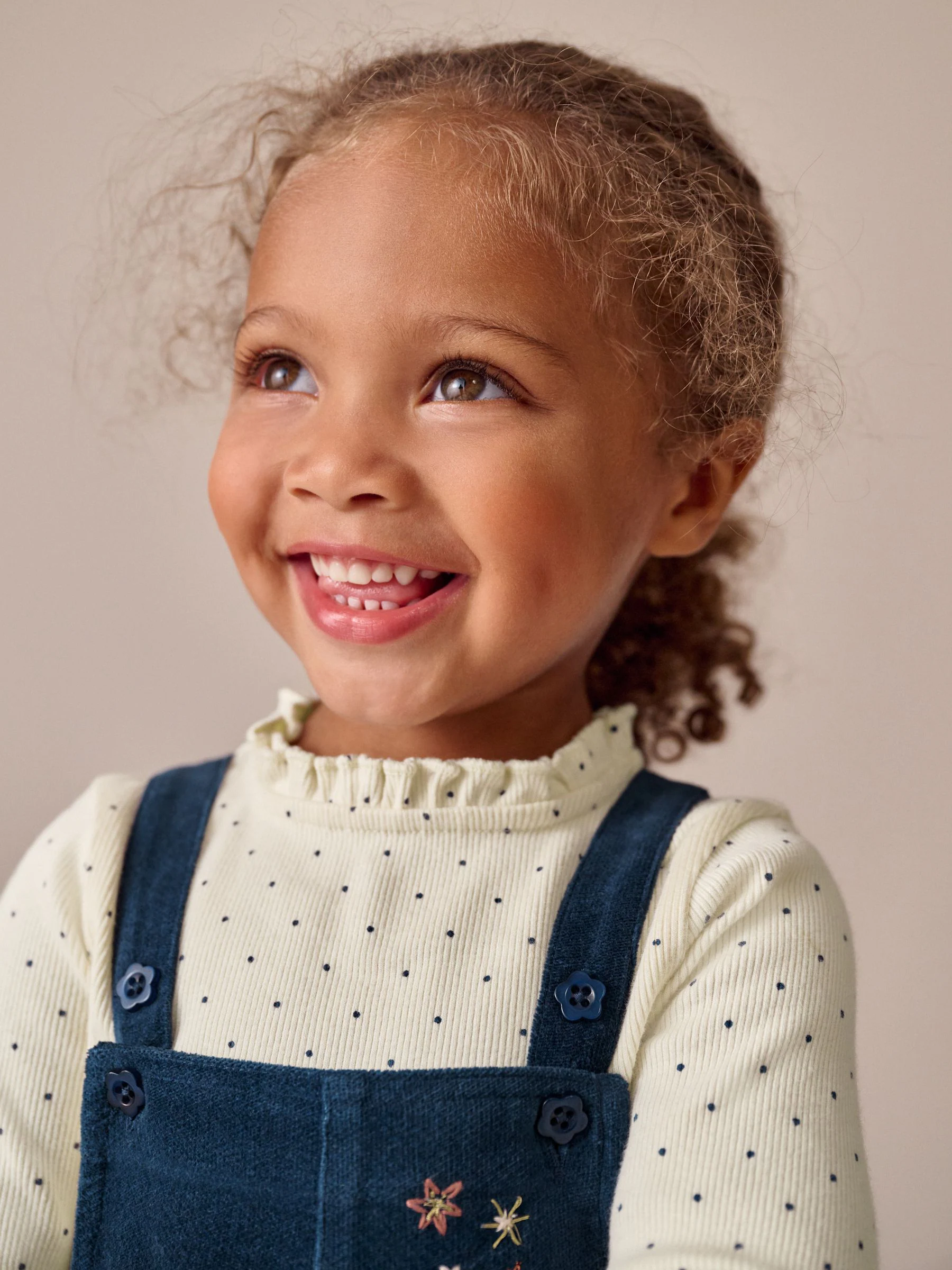 Marineblauw - Bunny Corduroy Dungarees Top and Tights Set (3mths-7yrs)