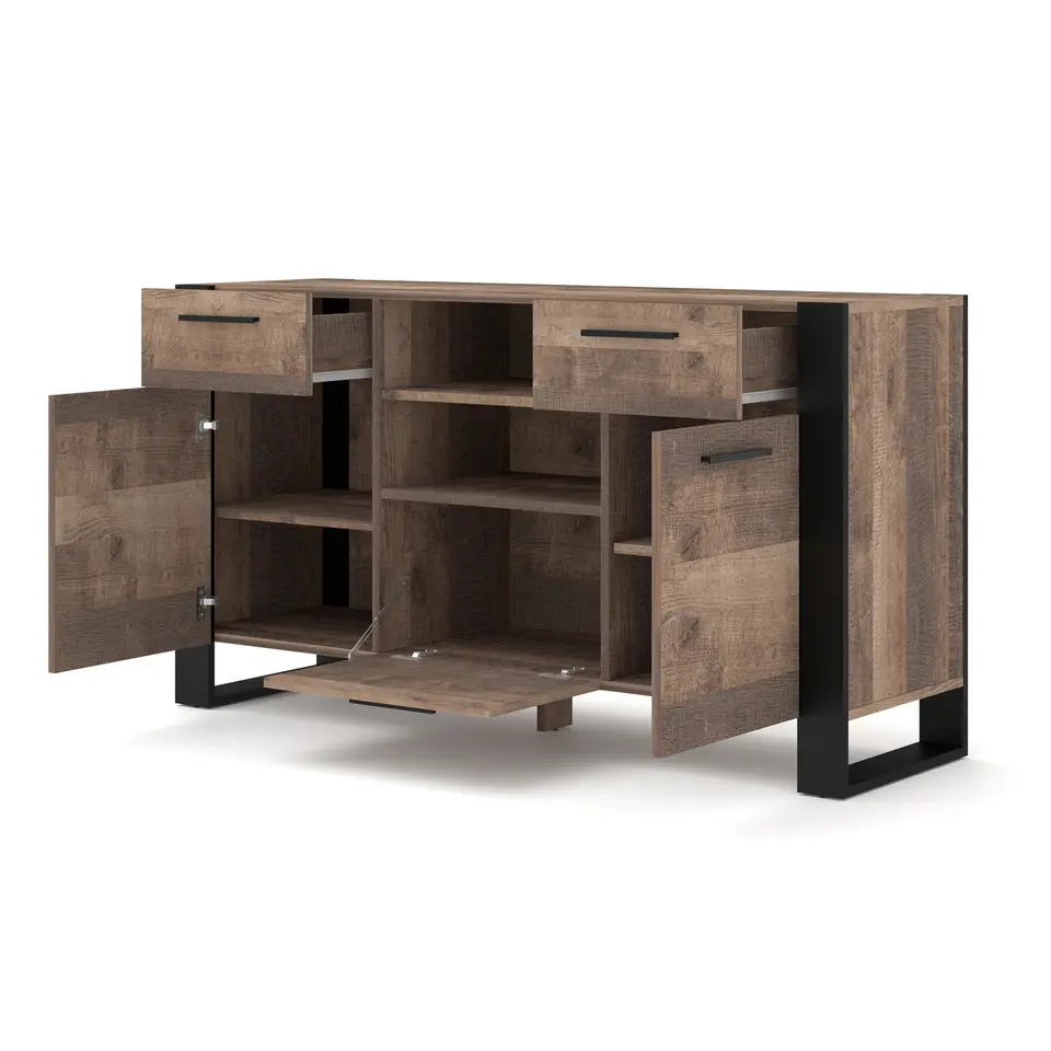 NUKA C dressoir 155 cm zwart grange eiken