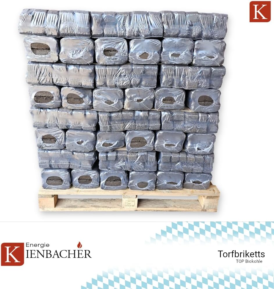 300kg Palette Torfbriketts Torfkohle Naturkohle Braunkohle Gluthalter Dauerbrenner Kamin Ofen Brenn Holz Heiz Kohle Brikett | Energie Kienbacher (300)