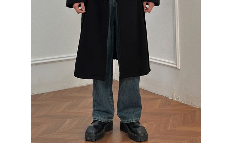 DragonRoad - Peak Lapel Plain Midi Single-Breasted Coat