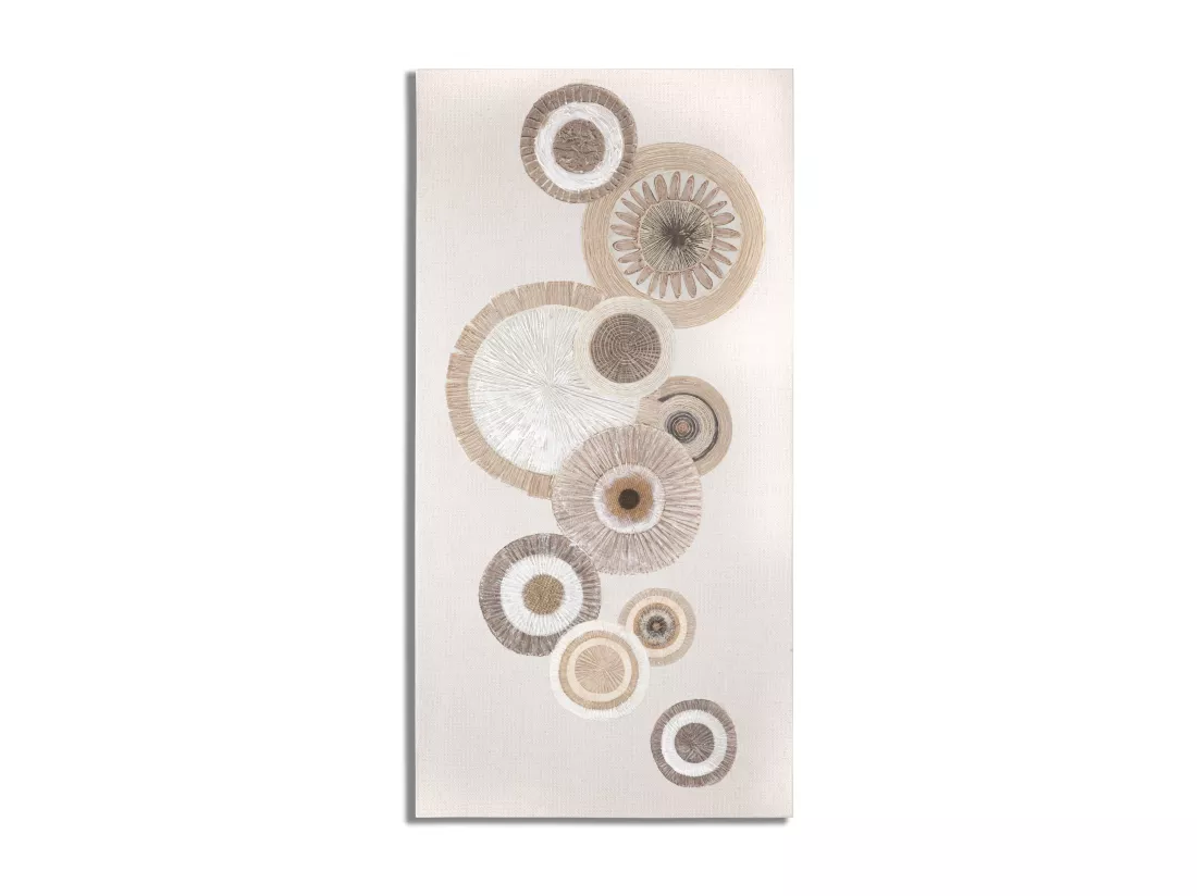 Tableau Toile sur Bois - Motifs Géométriques aux Tons Chaleureux avec Décors en Relief - 50x3,2x100 cm - Décoration Murale Élégante