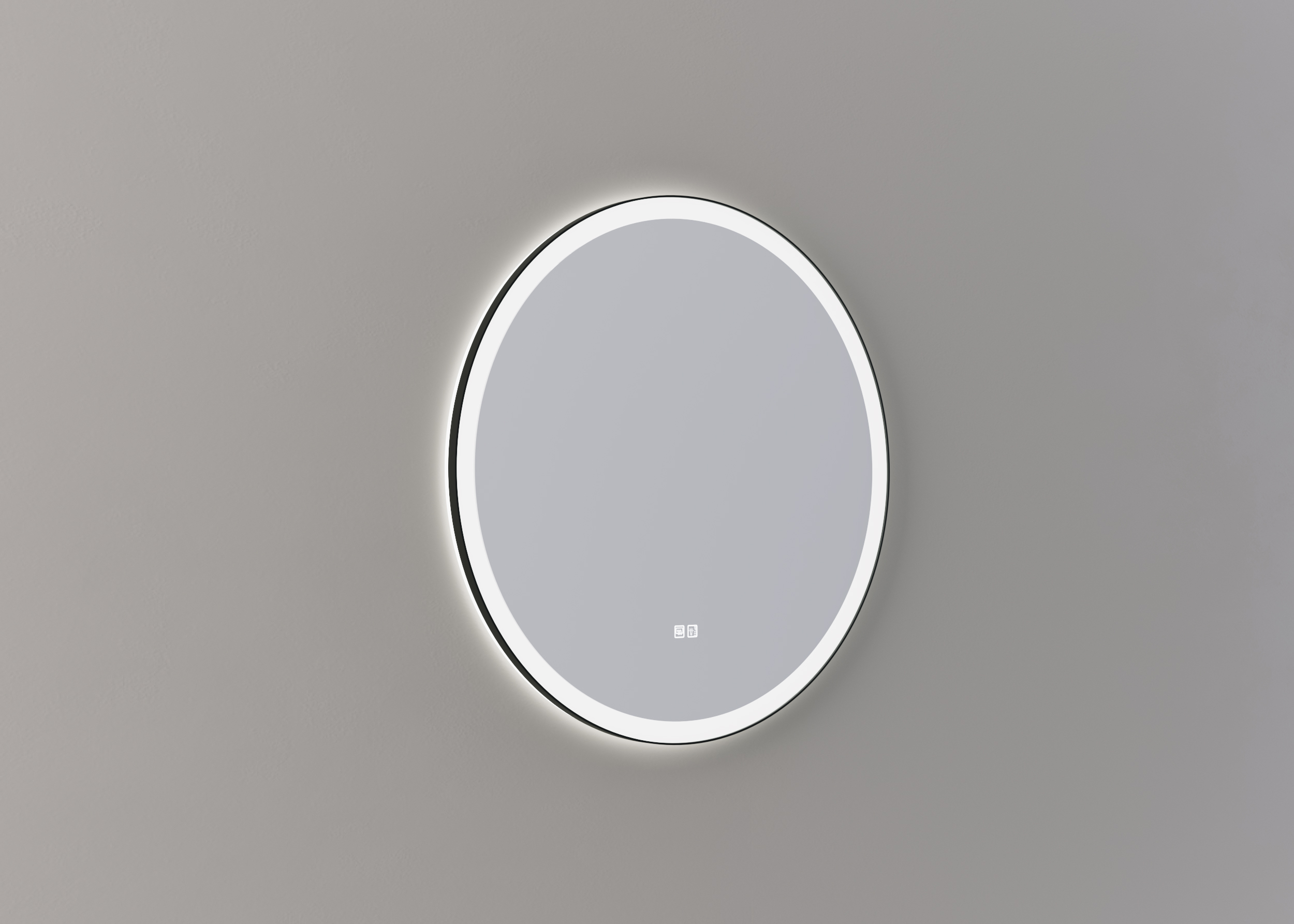 Thebalux M01 ronde spiegel 80cm met verlichting en verwarming mat zwart