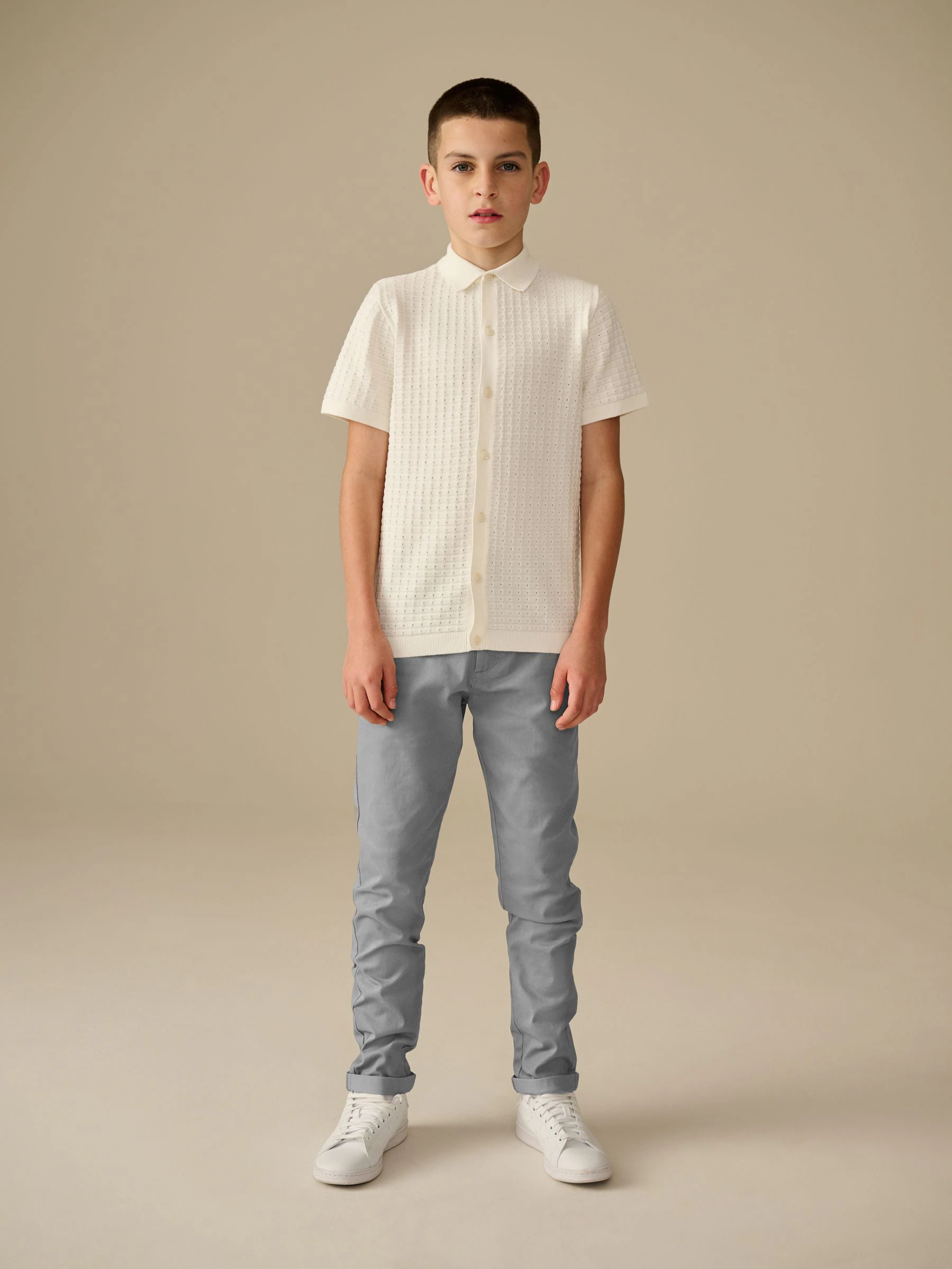 Grijs - Stretchy chino's (3-17jr)