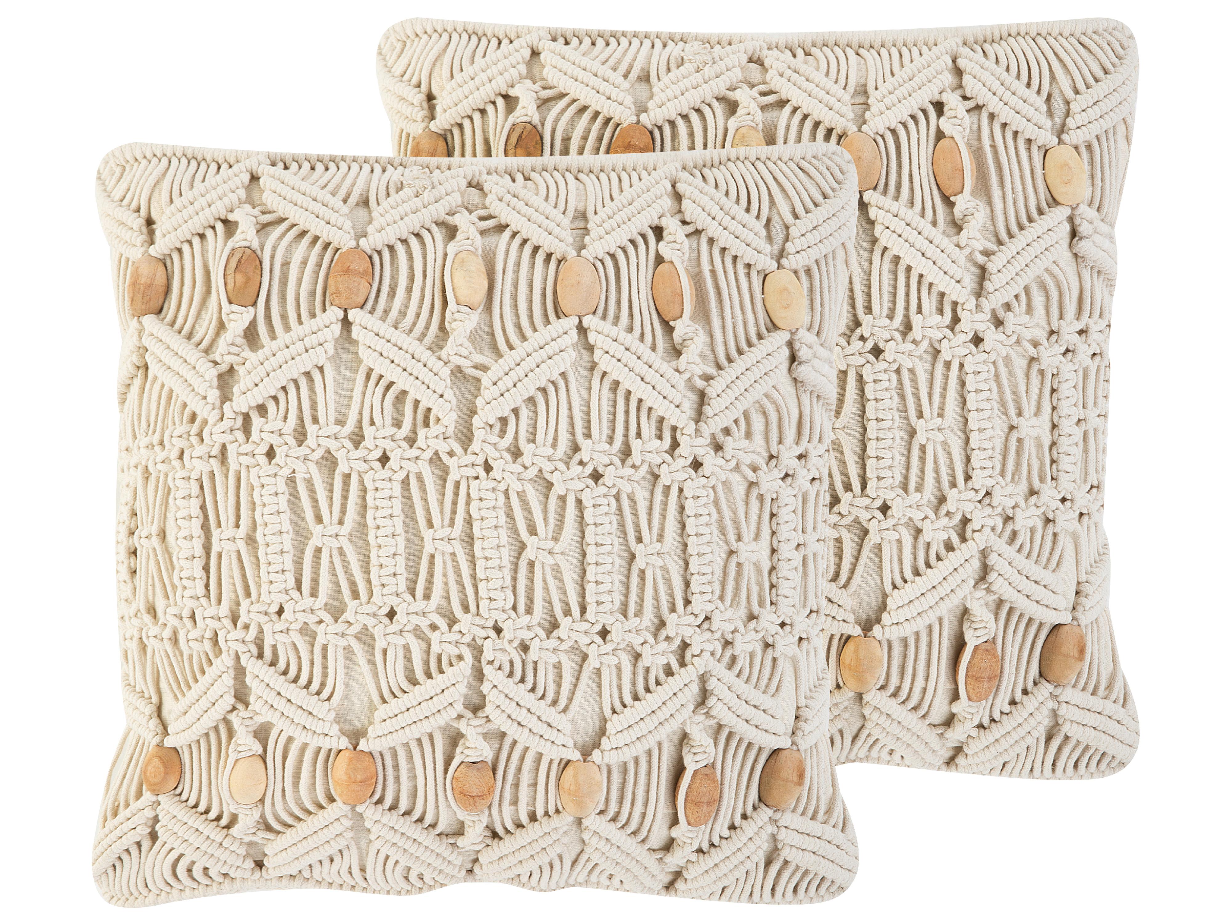 Set van 2 sierkussens NICAEA Katoen 45 x 45 cm Beige geometrisch patroon
