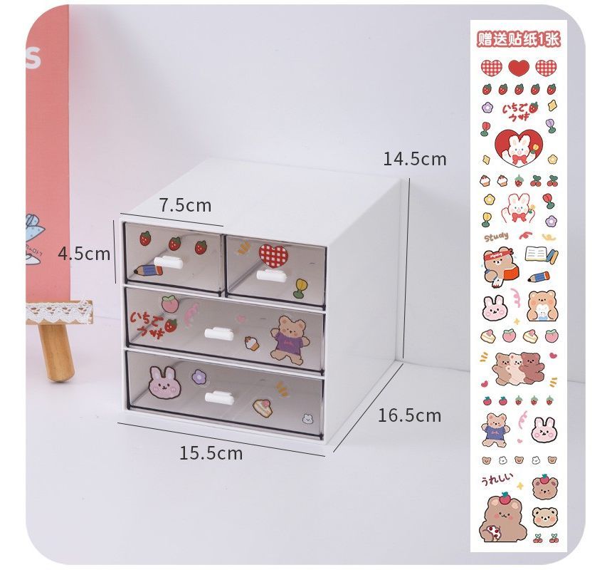Momoi - Plastic Acryl Bureau Organizer Lade / Sticker / Set