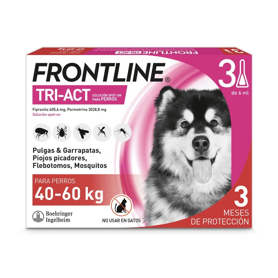 Pipetas antiparasitárias Frontline Tri-Act para cães de 40 a 60 kg