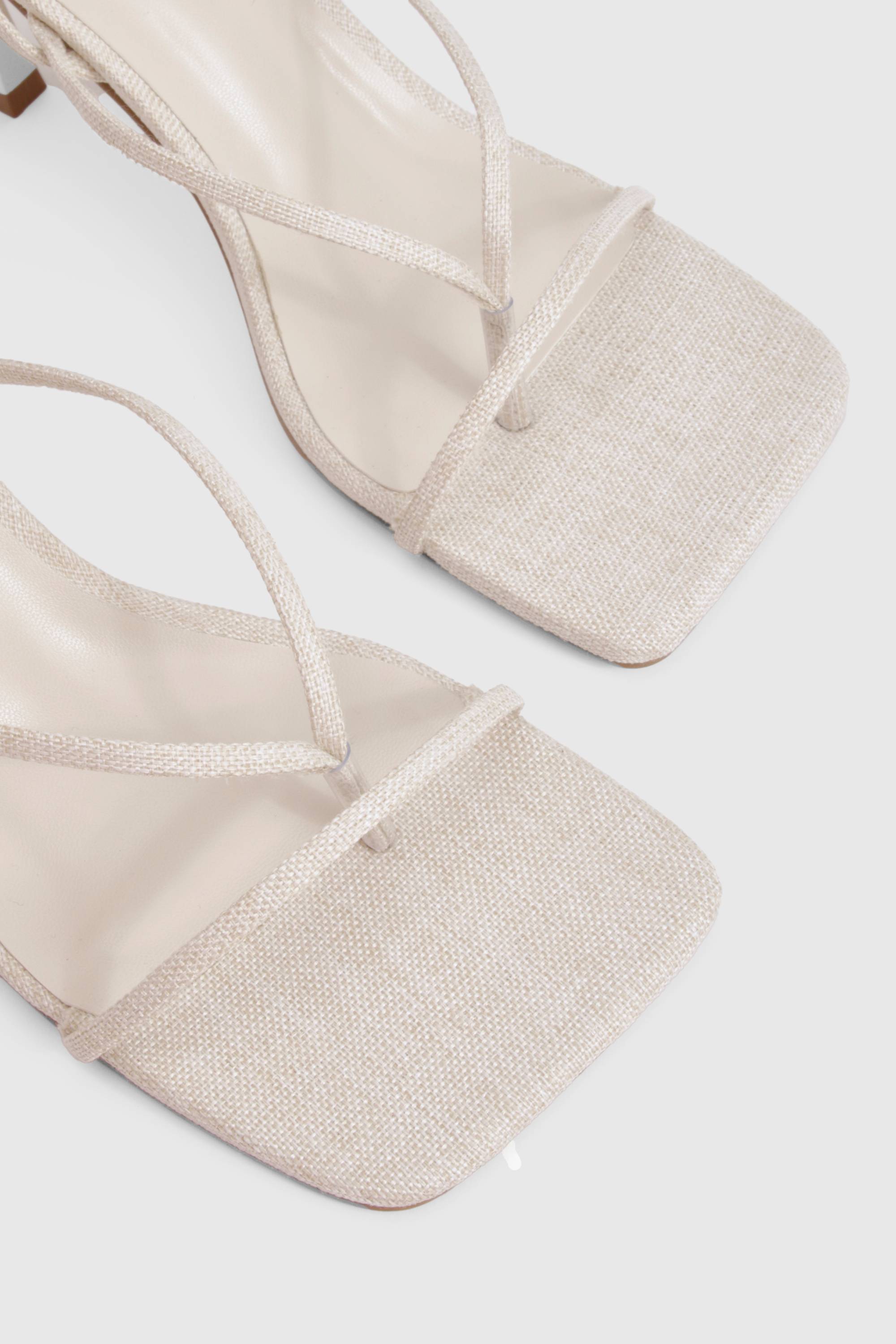 boohoo Talons compensés en lin à bride ouverte pour orteils larges