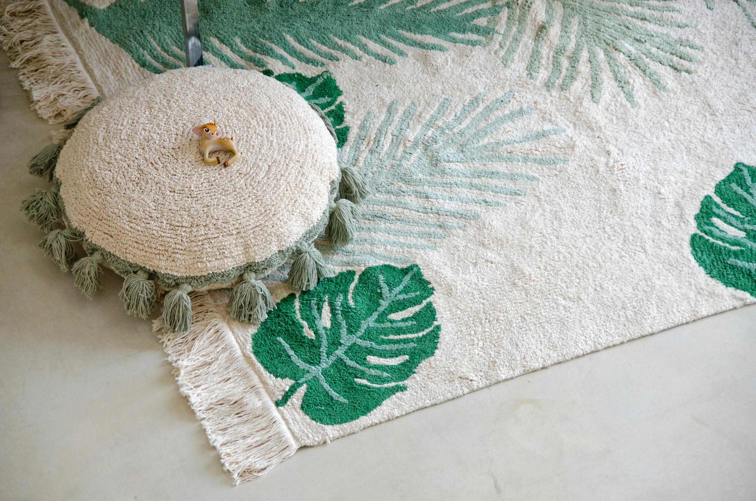 CERCLE - Coussin rond en coton | Vert