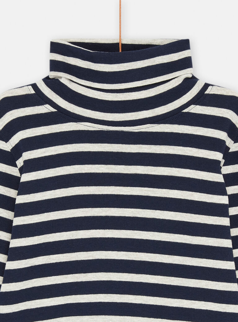 Sous-pull bleu nuit et blanc à imprimé à rayures pour garçon