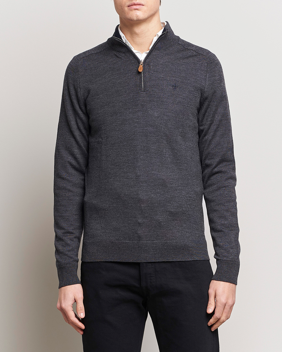 Morris John Merino Half Zip Dark Grey