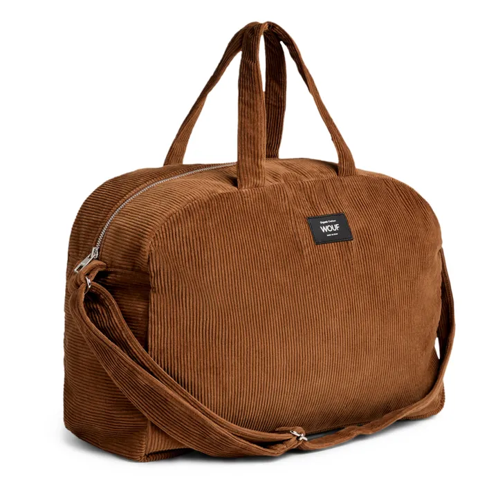 Wouf Sac de week-end en velour cotelé Caramel | Caramel