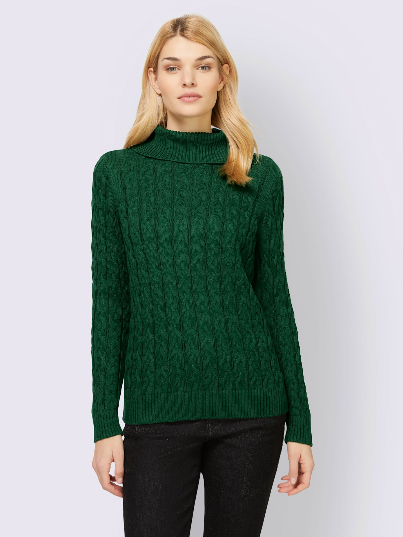 Pull col roulé motif torsadé classique