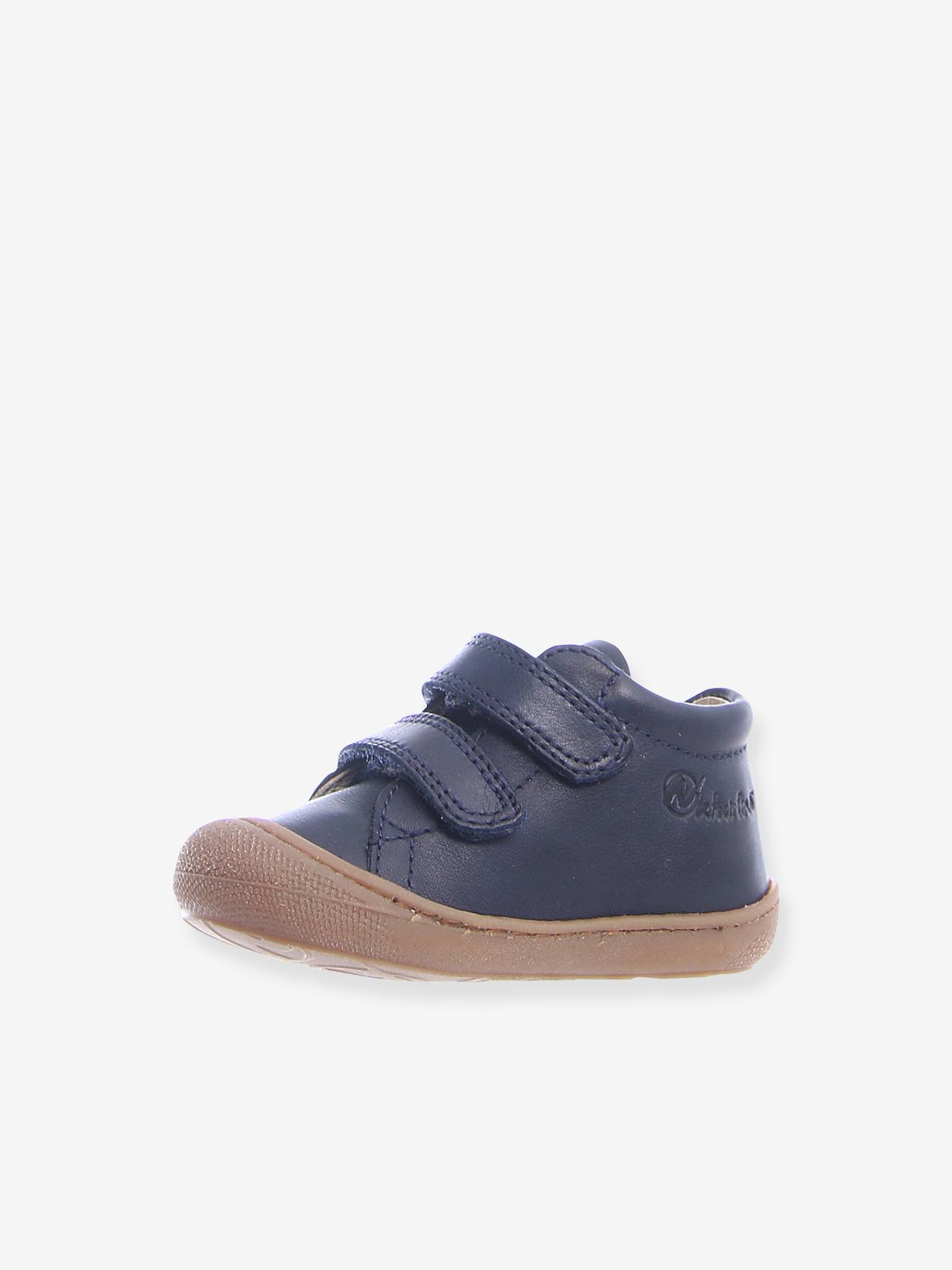 Sapatinhos de bebê com fecho de velcro Cocoon NATURINO® First Steps Marrom Claro Liso