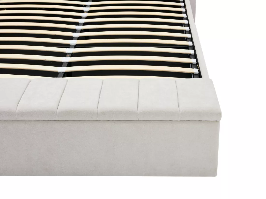 Lit coffre 160 x 200 cm avec banc - Tissu - Beige - DOUINO