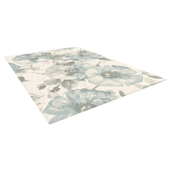 Tapis de salon motif floral - dianthus - beige et couleurs pastel - 200 x 290 cm
