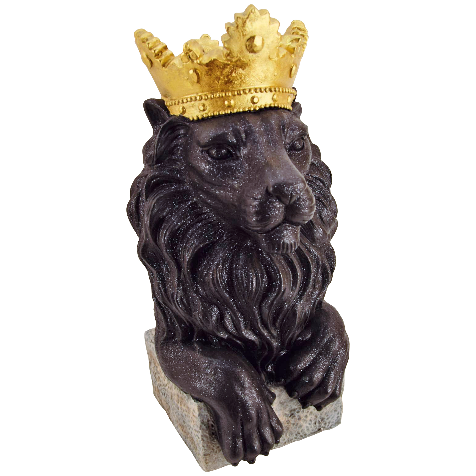 Dekofigur LÖWE - schwarz-gold - Glitzer - 56 cm