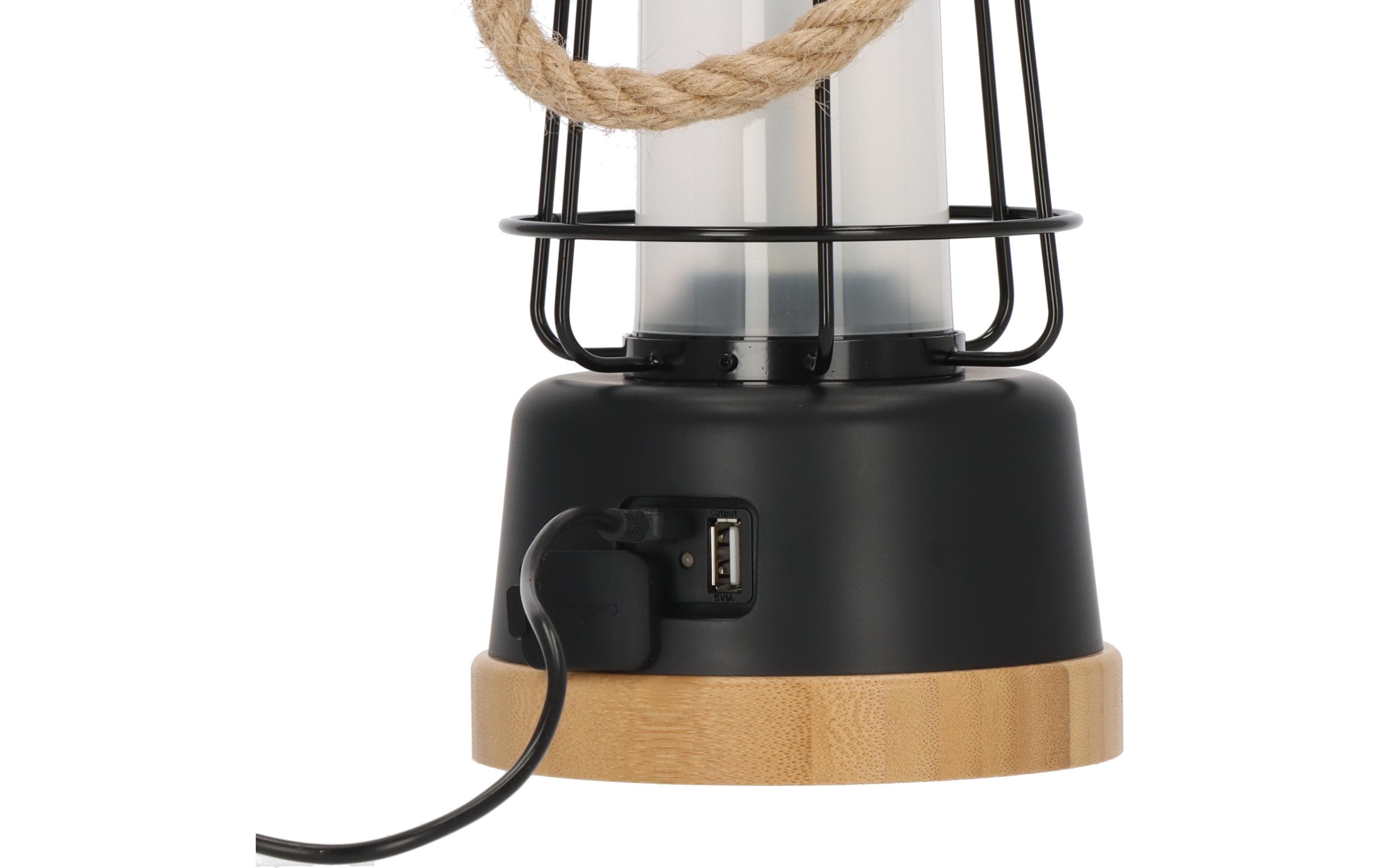 Campinglampe CAL 1 AkkuOutdoor Lampe mit Hanfseil und Bambussockel