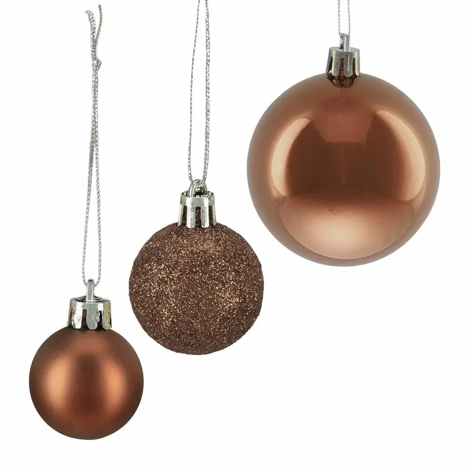 Relaxdays Kerstballen - 100x - bruin - D3, D4, D6 cm - kunststof
