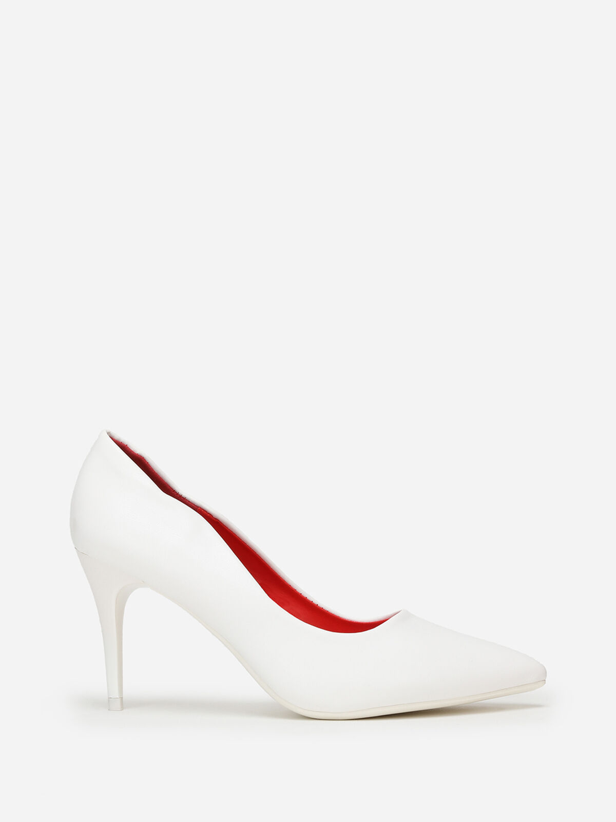 Escarpins asymétriques à talon verni- Blanc
