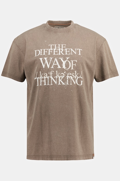 STHUGE T-Shirt, Halbarm, oversized, acid washed, Brustprint, bis 8 XL
