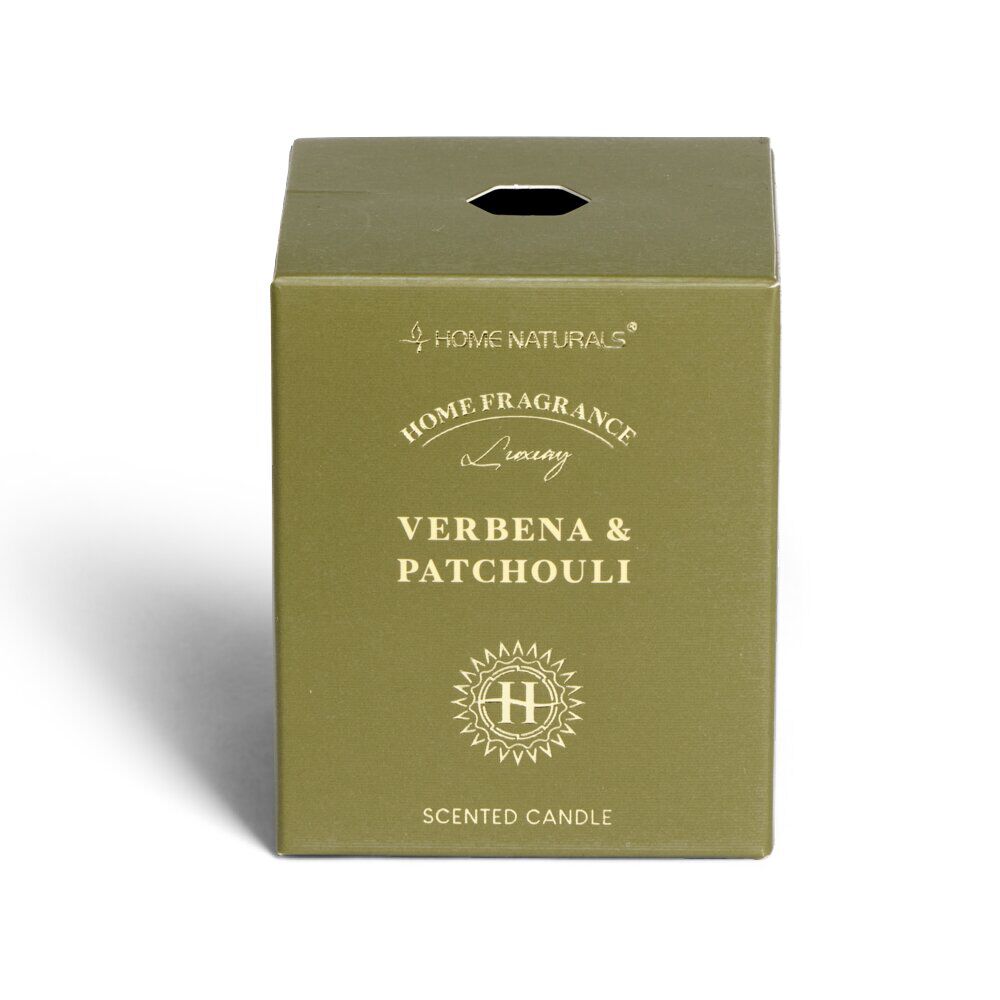 Bougie senteur verveine patchouli dans pot en verre Ø6,4xH7,9cm vert