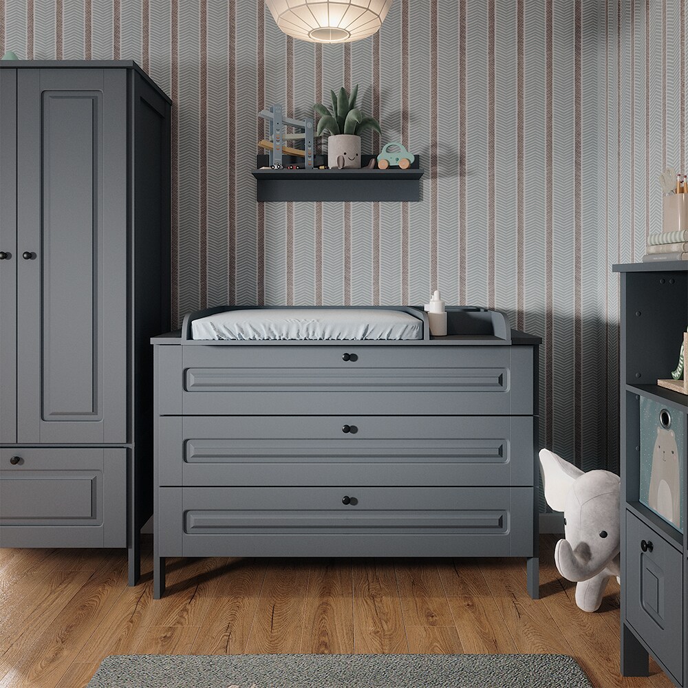 Vitalispa Wickelkommode Ajaton Grau 133 x 98,4 mit 3 Schubladen