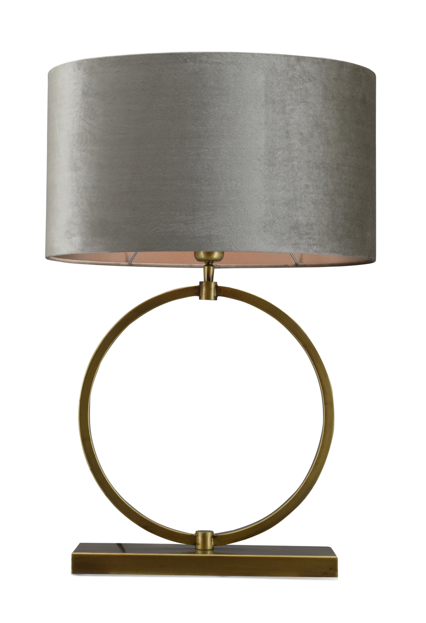 Tafellamp Devon medium bronze + kap Ovaal 45x30x25cm Fendi velours taupe ( taupe binnenkant )