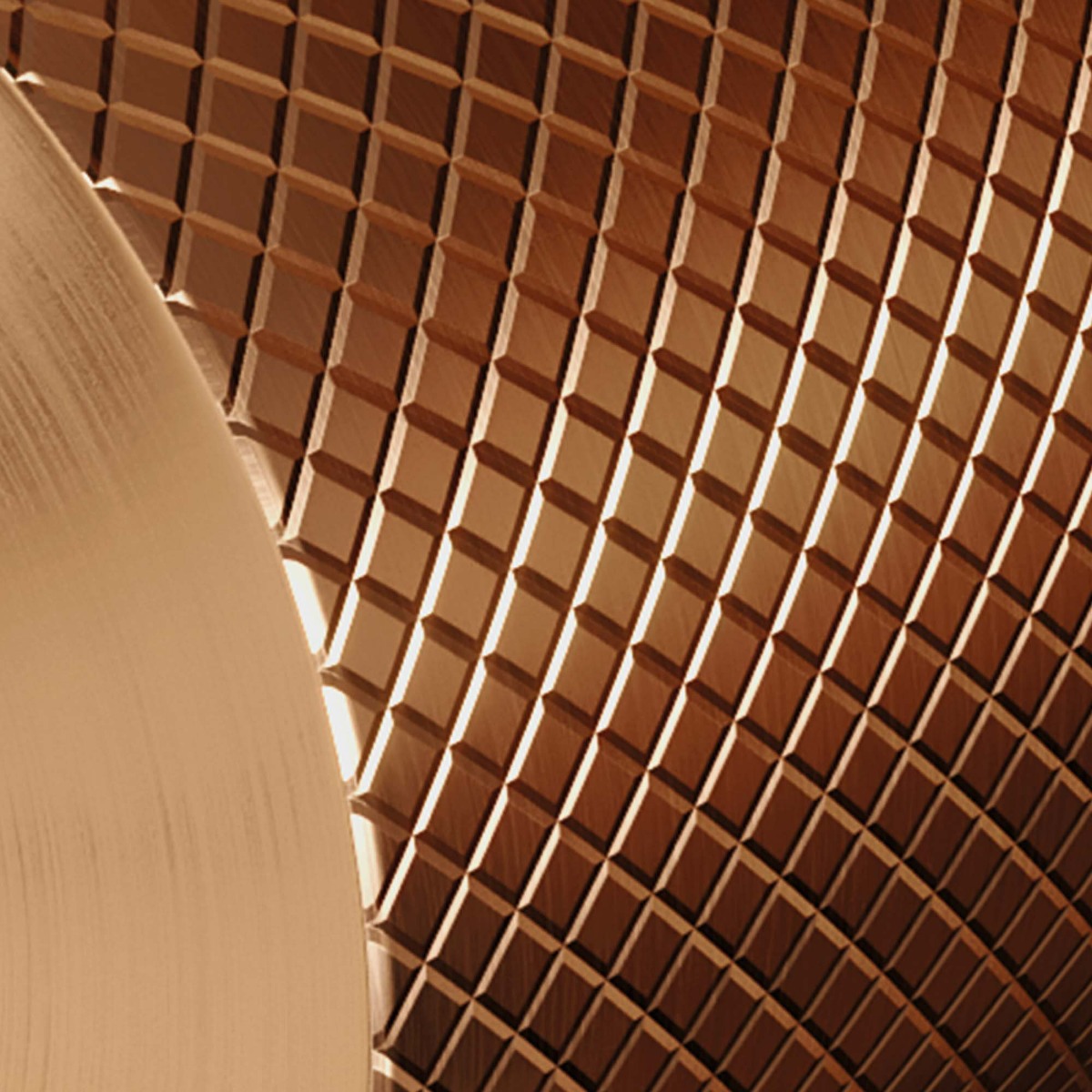 Brauer Copper Carving inbouw wastafelkraan plaat met rechte uitloop, lange handgreep en ColdStart geborsteld koper PVD links