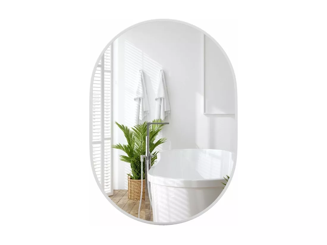 Miroir salle de bain 70,5 x 50,5 cm, miroir ovale, miroir maquillage, supports muraux