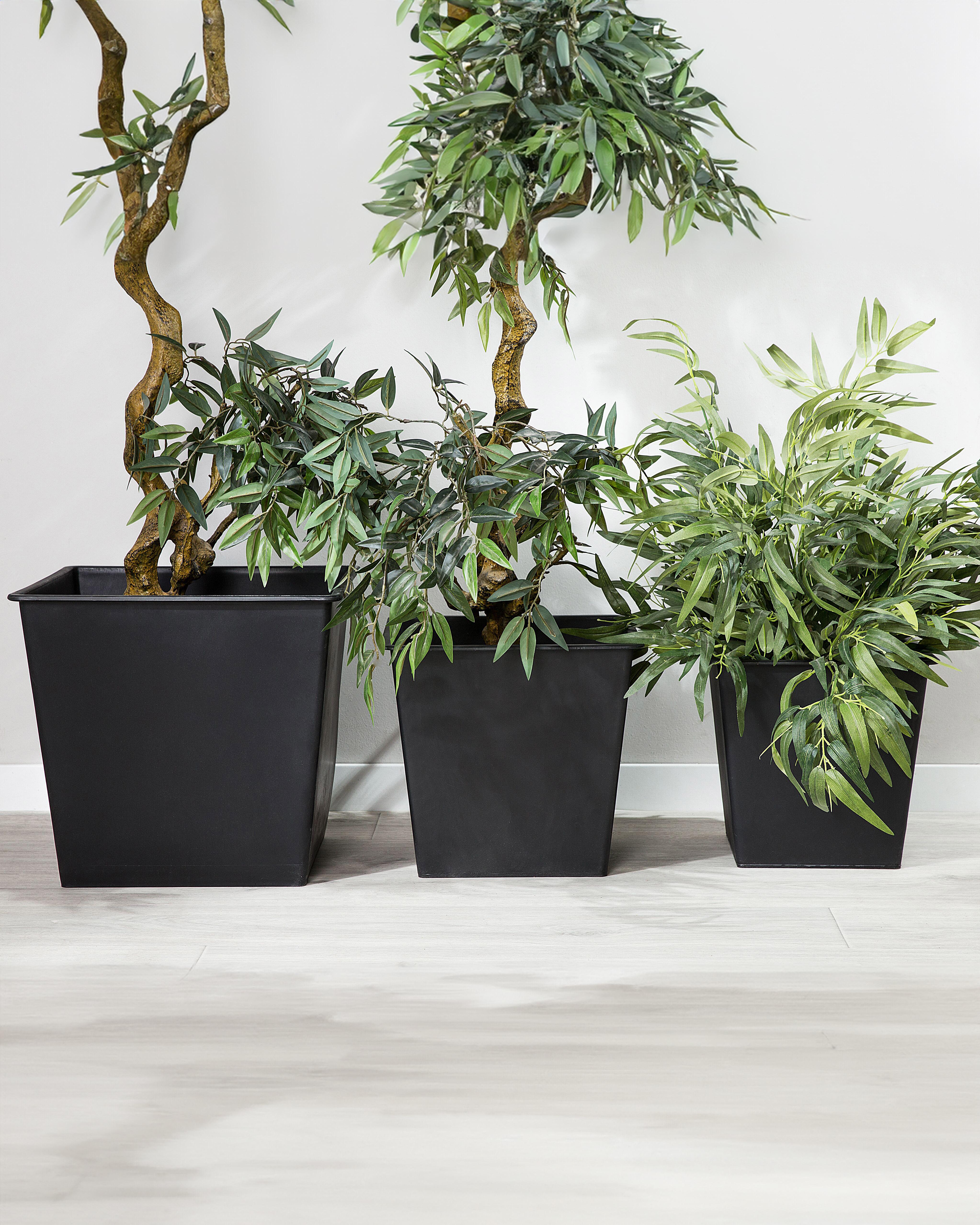 Set van 3 bloempotten BALZO 42 cm Zwart