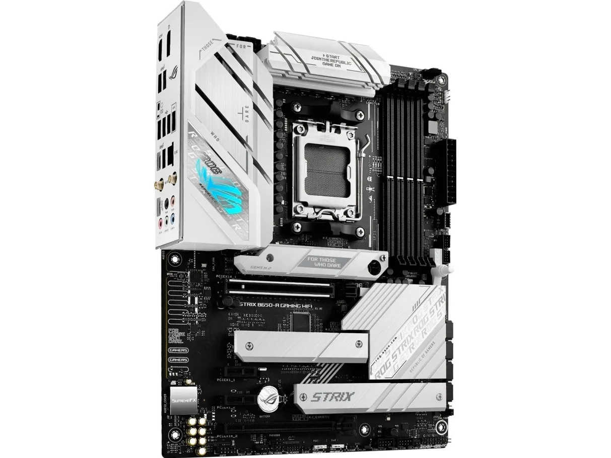 ASUS ROG STRIX B650-A GAMING WIFI - Bundkort - ATX - Socket AM5 - AMD B650 Chipset - USB-C 3.2 Gen 2x2, USB-C 3.2 Gen2, USB 3.2 Gen 2, USB 3.2 Gen 1 - 2.5 Gigabit LAN, Wi-Fi 6, Bluetooth - onboard grafik (CPU påkrævet) - HD Audio (8-kanaler)