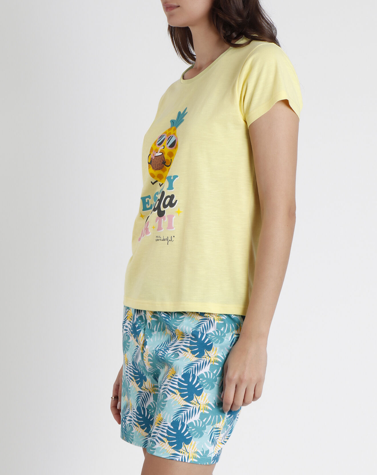Mr Wonderful Pyjama T-Shirt & Short Hermine jaune/vert