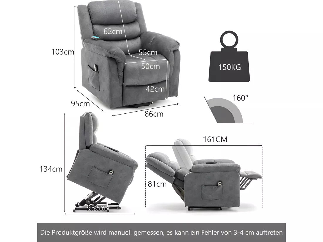 Fauteuil relax Électrique en tissu - Girs - Sweiko